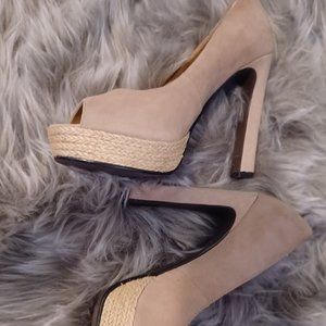Levity Sharon Suede Peep Toe Heels